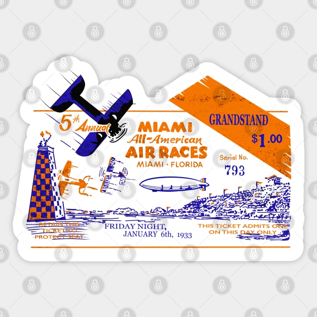 Historic 1933 Miami Air Races Ticket Sticker by MotorManiac